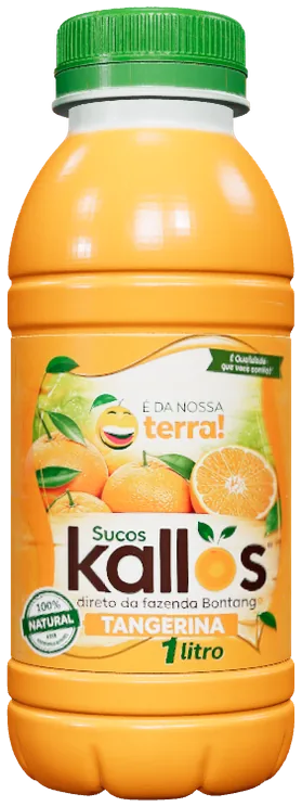 Garrafa de Suco de Tangerina Kallos vista em giro de 360 graus